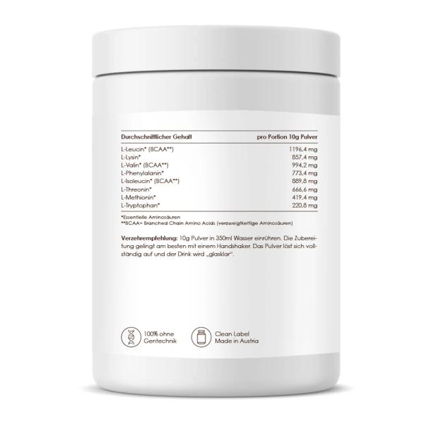 Preview: EAAS Amino Pulver – vegane essentielle Aminosäuren mit Orangen-Geschmack