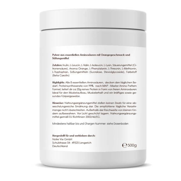 Preview: EAAS Amino Pulver – vegane essentielle Aminosäuren mit Orangen-Geschmack
