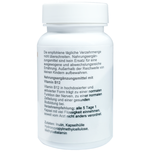 Preview: Vitamin B12 (aktiviert) – 5 mg Methylcobalamin | 90 vegane Kapseln hochdosiert & bioaktiv Preview: Vitamin B12 (aktiviert) – 5 mg Methylcobalamin | 90 vegane Kapseln hochdosiert & bioaktiv