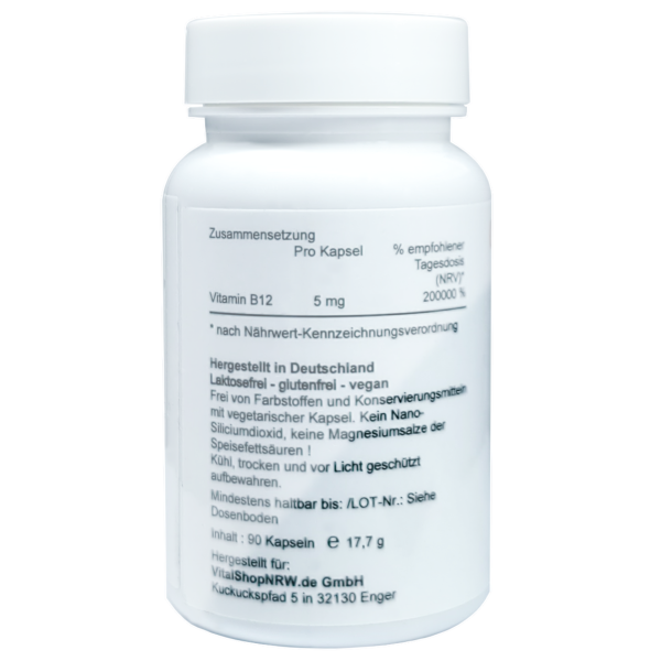 Preview: Vitamin B12 (aktiviert) – 5 mg Methylcobalamin | 90 vegane Kapseln hochdosiert & bioaktiv Preview: Vitamin B12 (aktiviert) – 5 mg Methylcobalamin | 90 vegane Kapseln hochdosiert & bioaktiv