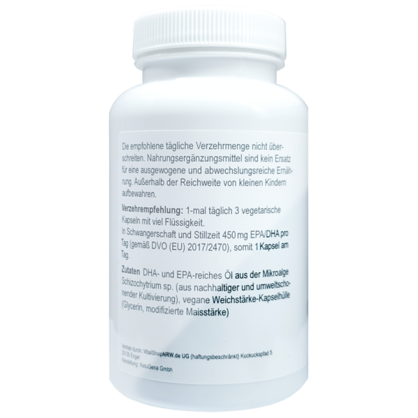Veganes Omega-3 – DHA & EPA aus Algenöl | 90 Kapseln für Zellschutz & Stoffwechsel