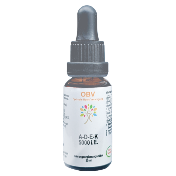 1 Flüssige Vitamine A‑D‑E‑K Tropfen in Pipettenflasche OBV – 20 ml, 5 000 IE Vitamin D₃ pro Tropfen, vegan