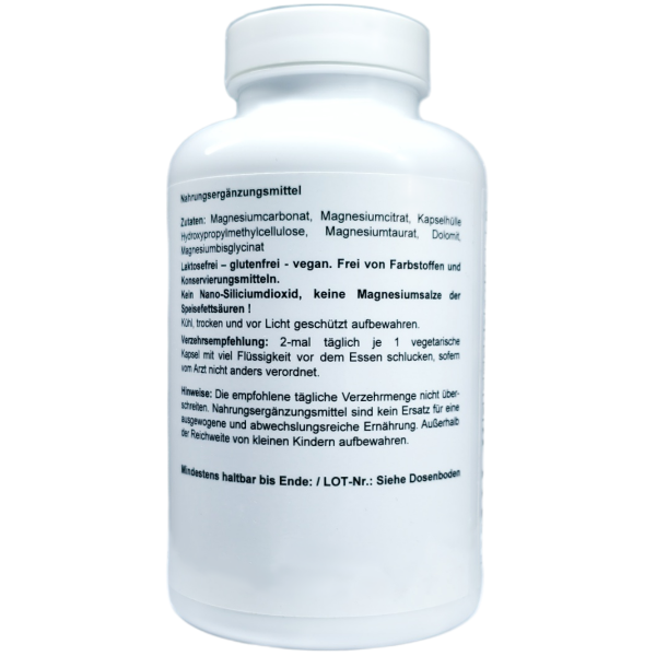 Magnesium 175 mg – 180 Vegan Capsules with Highly Bioavailable Magnesium Complex for Muscles, Nerves & Energy