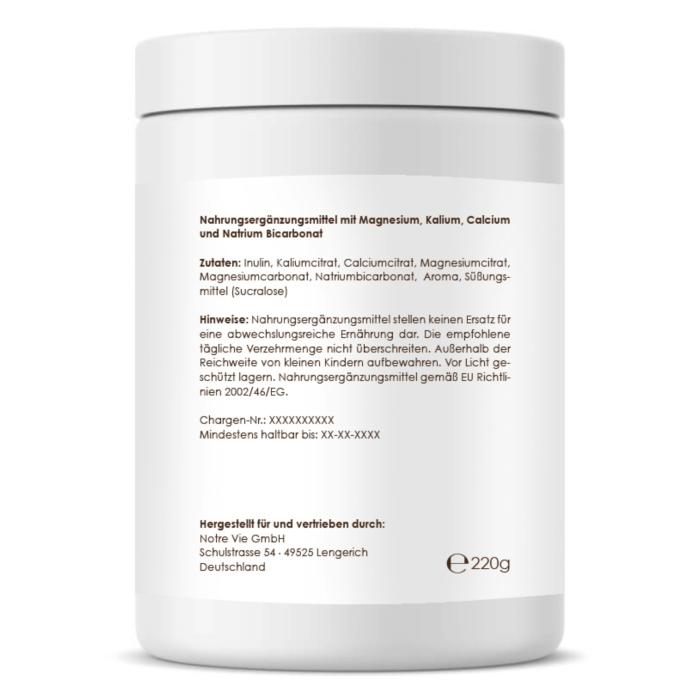 Alkaline Mineral Complex – With Magnesium, Potassium & Calcium (100% NRV) – 220g Powder