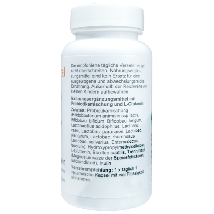 Darm Vital Kapseln – vegane Nahrungsergänzung mit 11 Probiotikastämmen + L-Glutamin in Weißdose (90 Stück)