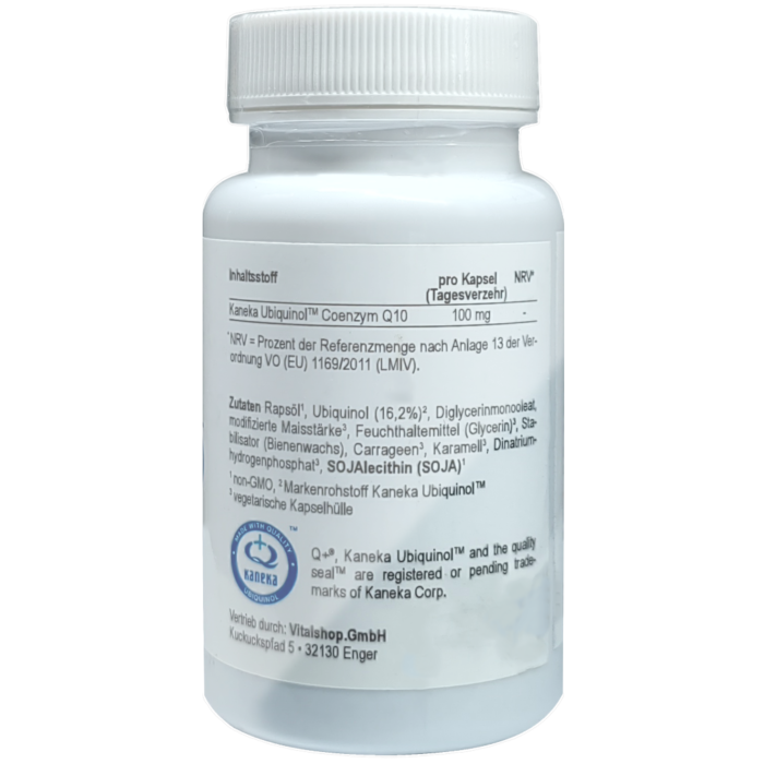 Coenzym Q10 Ubiquinol – 100 mg bioaktive Form | 60 vegane Kapseln mit Kaneka Ubiquinol®
